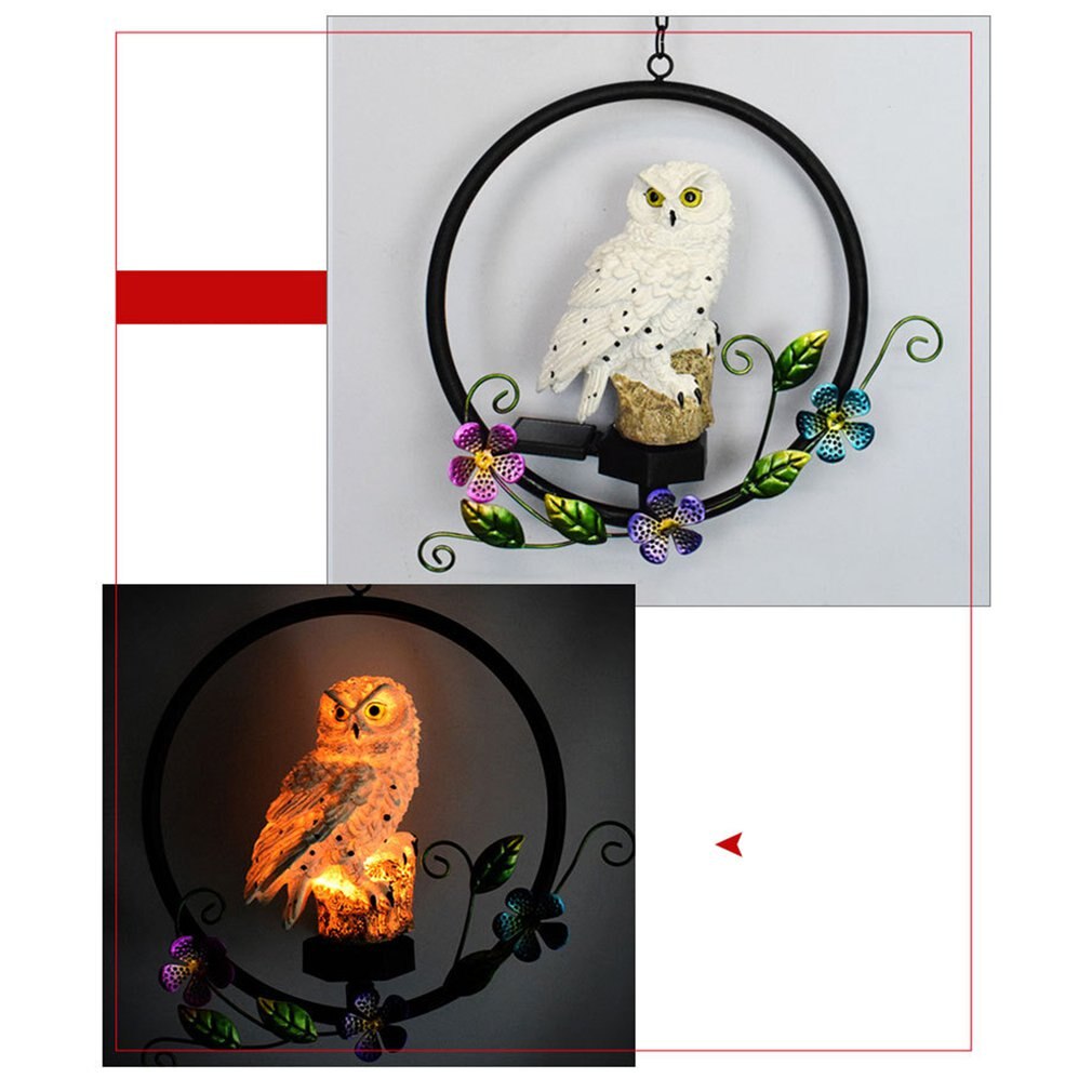 Lampe solaire extérieure hibou lumière à énergie solaire, hibou en pierre pour la lutte contre les ravageurs des oiseaux épouvantail jardin cour décoration