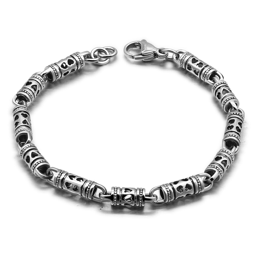 Collana con ciondolo da uomo in vero argento Sterling 100% 925 Punk Hip-Hop 24 pollici catena moda uomo/ragazzo gioielli in argento tailandese retrò