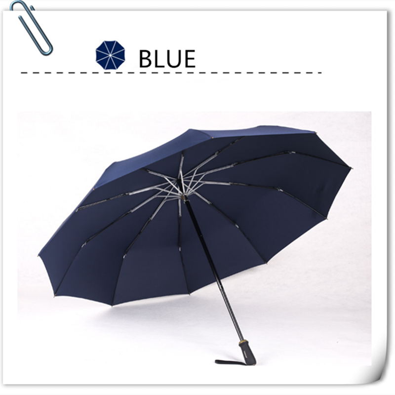 Leodauknow 125cm sammenklappelig paraply mænds forretningsstil 10k vindtæt paraply 10 knogle anti-vind.: Mørkeblå