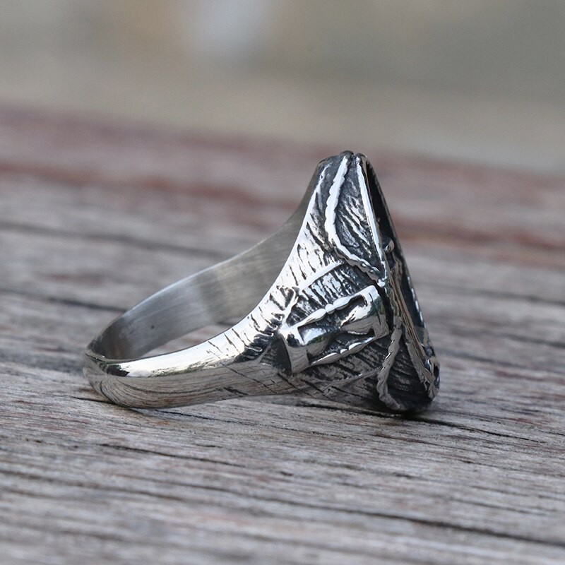 Anillo de vikingo de faro náutico Vintage para hombres, 316L náutico amuleto de acero inoxidable, anillo de sello, amuleto de la paz nórdica, de joyería