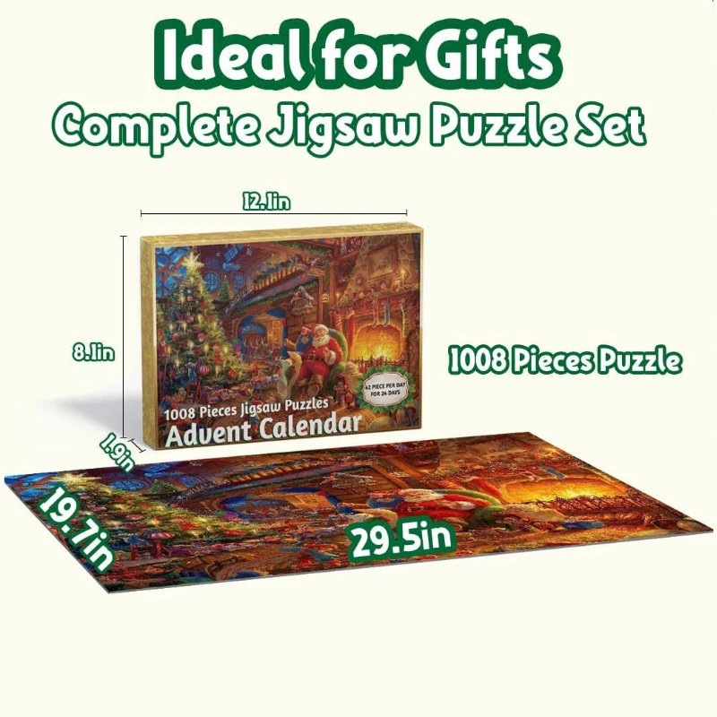 Advent calendar 1008 christmas puzzle pieces 24 -day christmas countdown calendar thanksgiving family game puzzle
