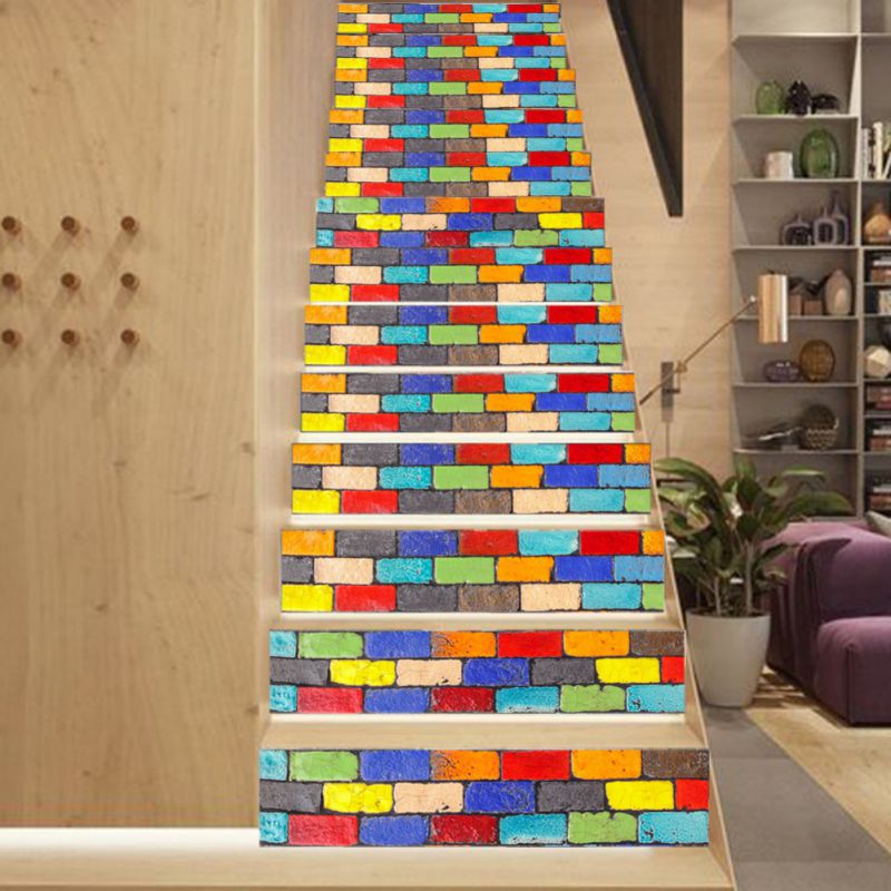 13pcs/set 3D Stair Riser Floor Stickers Waterproof Removable Self Adhesive DIY Stairway Decals Murals Decoration #2 #