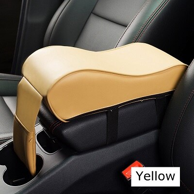 Leather Car Armrest Pad Universal Auto Armrests Car Center Console Arm Rest Seat Box Pad Vehicle Protective Car Styling: yellow
