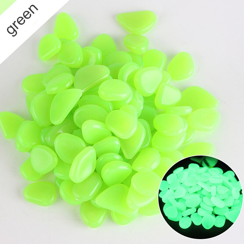 Pierre à galets artificielle multicolore | Émission de lumière, ornement d'aménagement de jardin, décoration d'aquarium de poissons lumineux, 10 pièces: green
