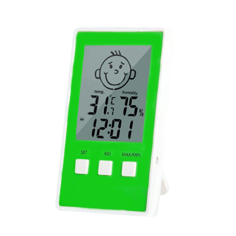 Digitalt termometer hygrometer indendørs udendørstemperatur fugtighedsmåler c / f lcd display sensor probe vejrstationer: Grøn