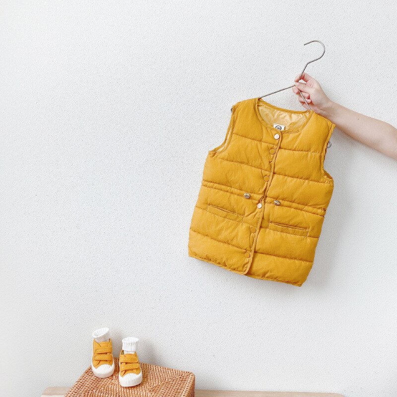 Bomullsvest til låve til høst og vinter babyvest smålåve jente vinterklær takrenne Vest: Gul / 3t