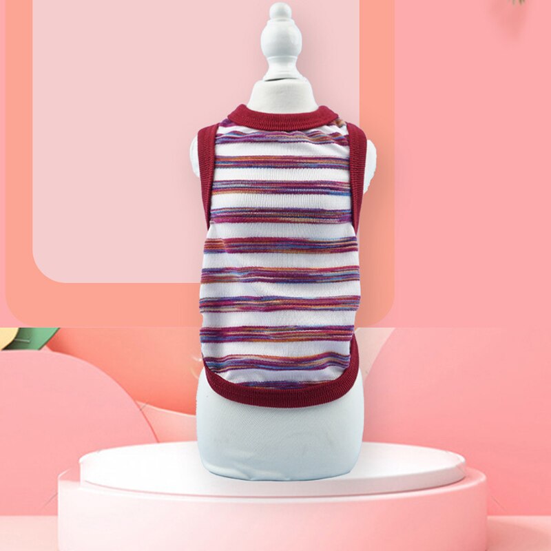 Gilet sans manches en coton pour chien, T-shirt d'été à rayures, confortable, respirant, Simple, vêtements pour animaux de compagnie, pour petit chien et chat