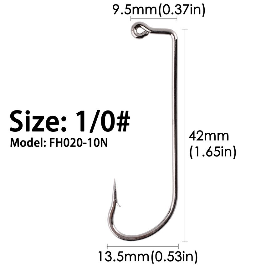 100 stk fiskekroge højkulstofstål fiskekrog sort 90 grader offset jig fiskekrog til blød lokke størrelse 2# to 6/0#: Størrelse 1 l 0 - 100 stk