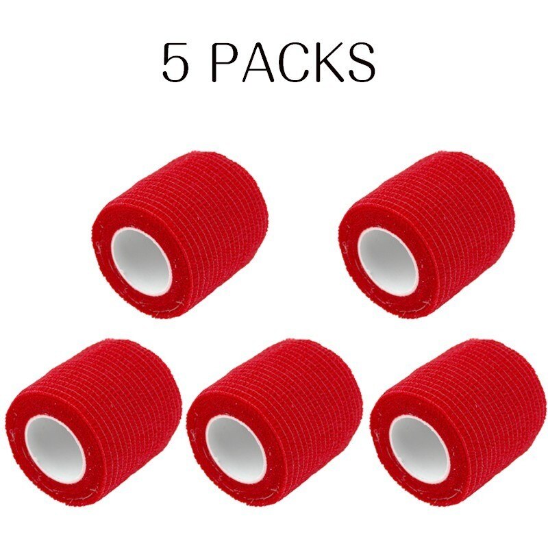 5 stk/parti sportssikkerhed selvklæbende elastisk bandage non-woven stof tape beskyttelsesudstyr knæ albue støtte støtte 5*450cm: Rød