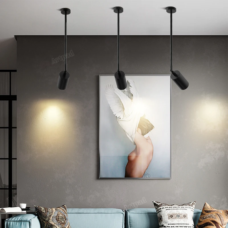 Led moderno direcional spotlight ajustável graus de luz do ponto teto para foyer interior sala estar luz pista branca quente