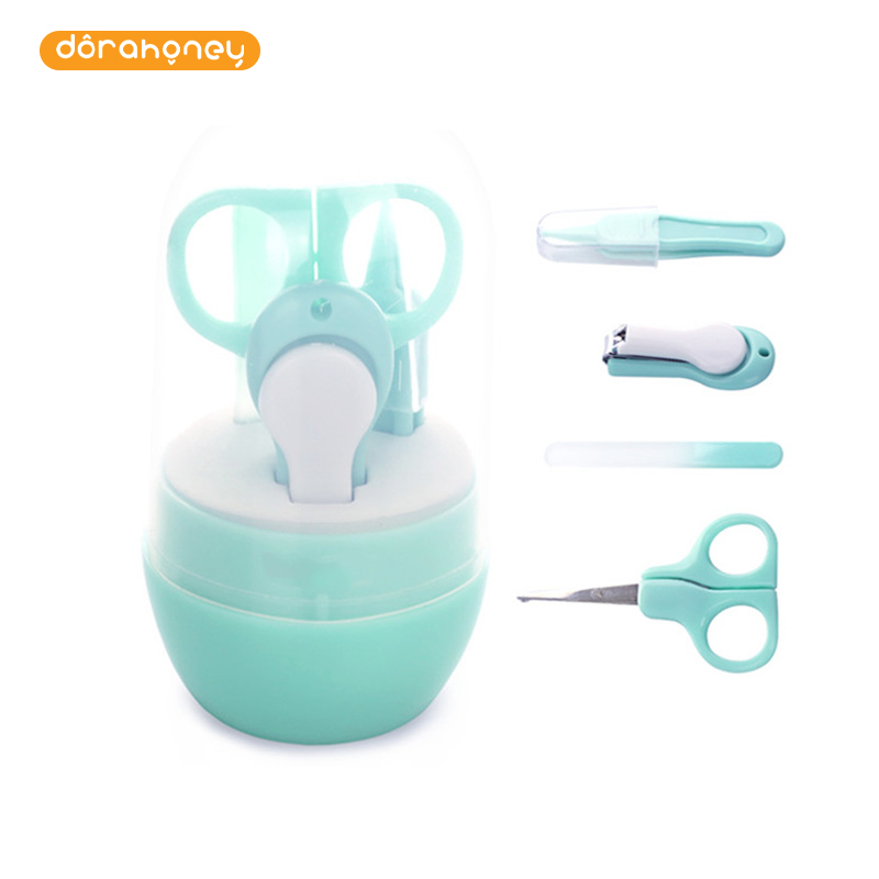 Dorahoney 4PCS Set per la cura delle unghie per bambini neonati tagliabordi forbici tagliaunghie Kit per Manicure neonato Cartoon Animal Nail Fileset