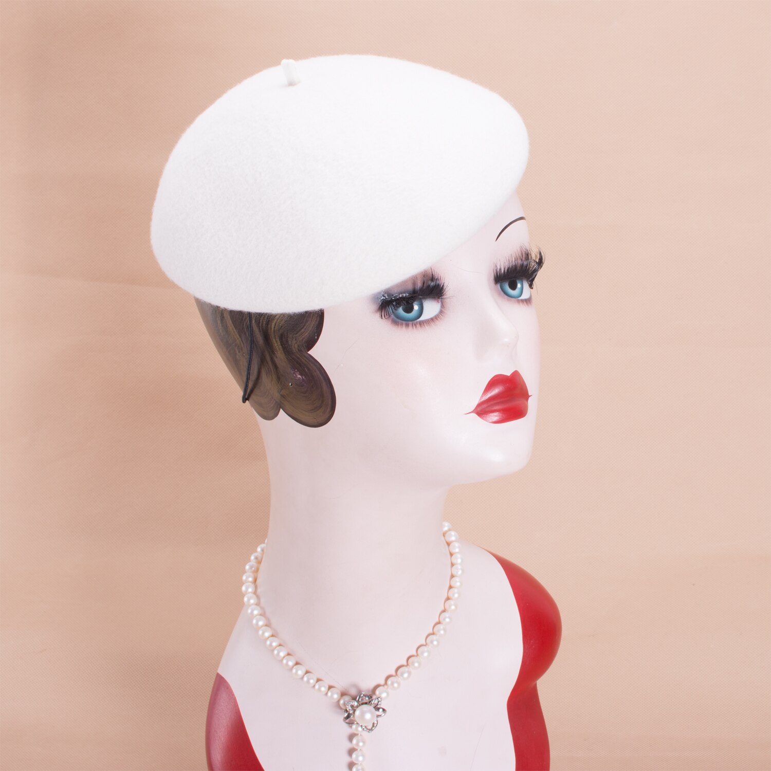 Womens Dames Royal Stijlen Zachte Witte Baret 100% Wol Vilten Hoeden Fascinators