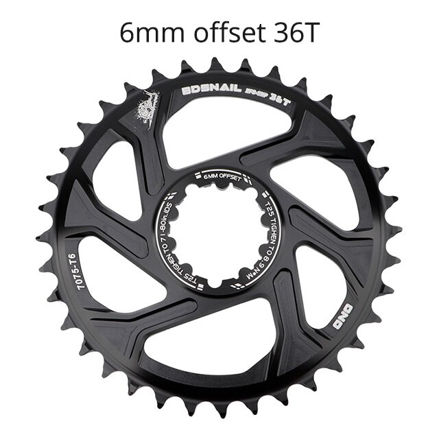 Schnecke 3mm 6mm versetzt Kettenblatt für Sram GXP SX NX GX XO X01 XX1 32/34/36/38T Fahrrad Einziges Krone Mtb überspielen Kurbelgarnitur: 6mm versetzt Schwarz 36T