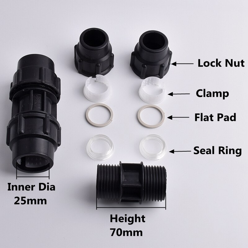1pc 20~63mm PE Quick Coupling Garden Direct Connection Water Pipe Connectors Agricultural Irrigation System Plastic Tube Fitting: 25mm Inner Dia