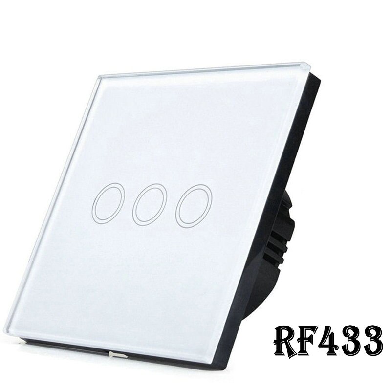 RF433 Remote Control Switch EU Standard 1/2/3 Gang Touch Wall Light Switch 220V White Crystal Glass RF Controller Switches: RF433 3 gang white