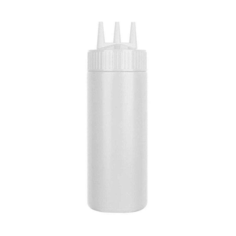Botella giratoria de 3 agujeros para escurrir, botella de alimentaria para salsa, salsa, aceite, utensilios de cocina, Material PE M6CE: White-450ML