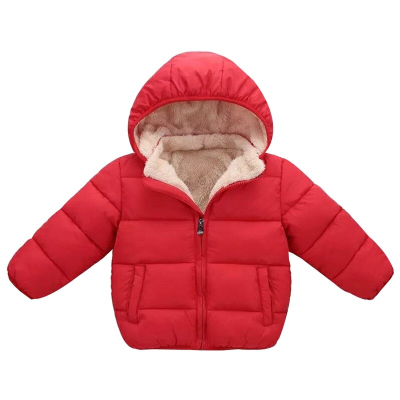 Winter Kids Baby Berber Fleece Jas Meisje Jongen Hooded Jassen Solid Mantel Jas Dikke Warme Bovenkleding Baby Jongens Meisjes kleding: Red / 130