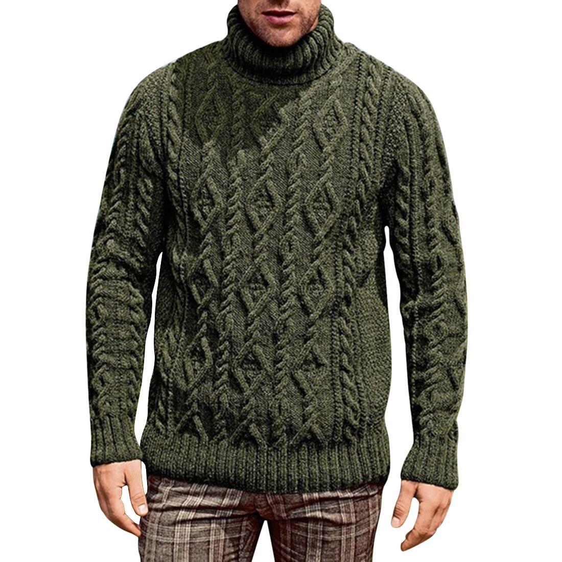 Puimentiua 4 Kleur Mannen Trui Effen Kleur Lange Mouw Turleneck Winter Gebreide Blouse Casual Plus Size Truien Trui: color 4 / M