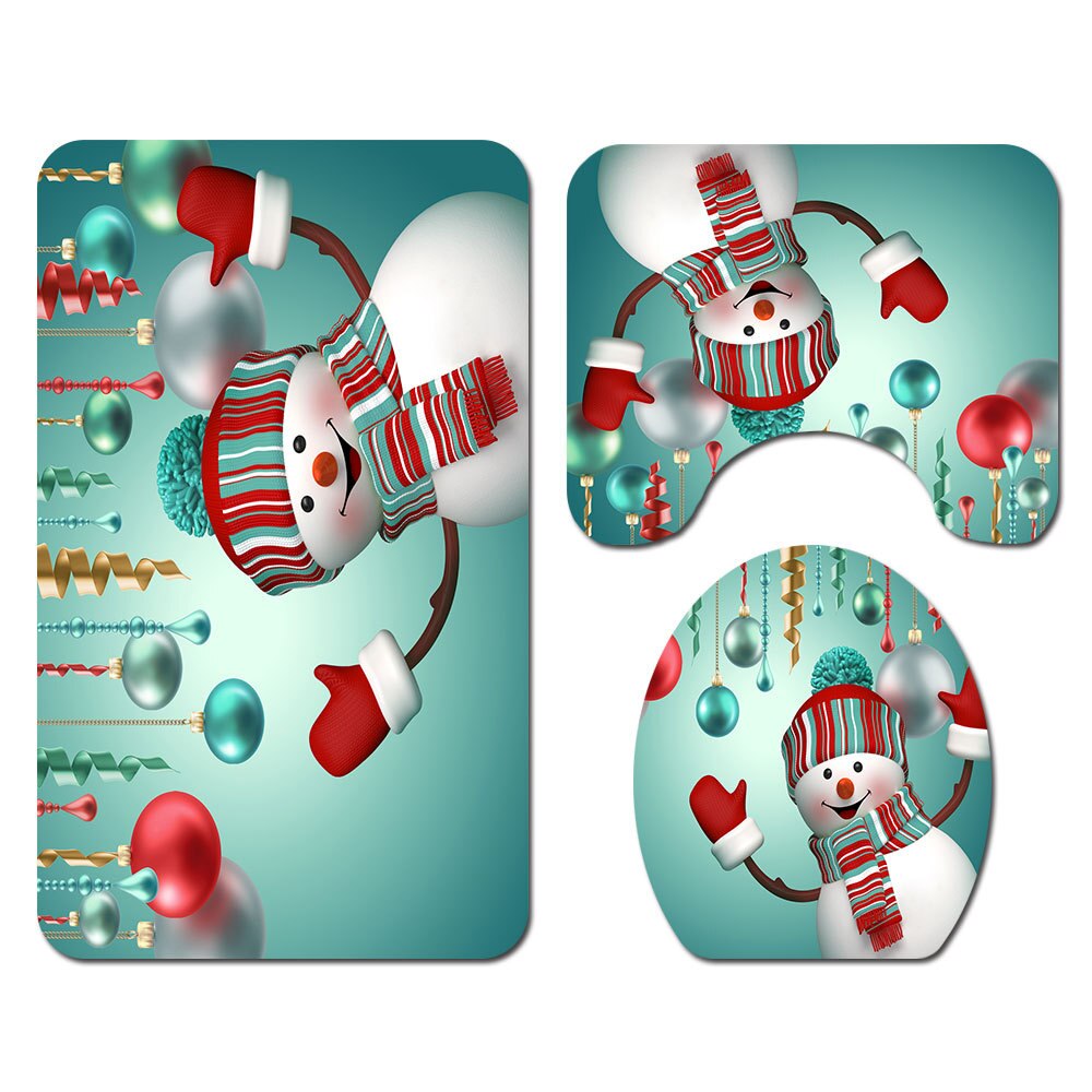 Zeegle Kerst Badmat En Douchegordijn Set Antislip Douche Floor Mat Absorberende Wc Tapijt Voet Mat Wasbare badmat Set: SDS21