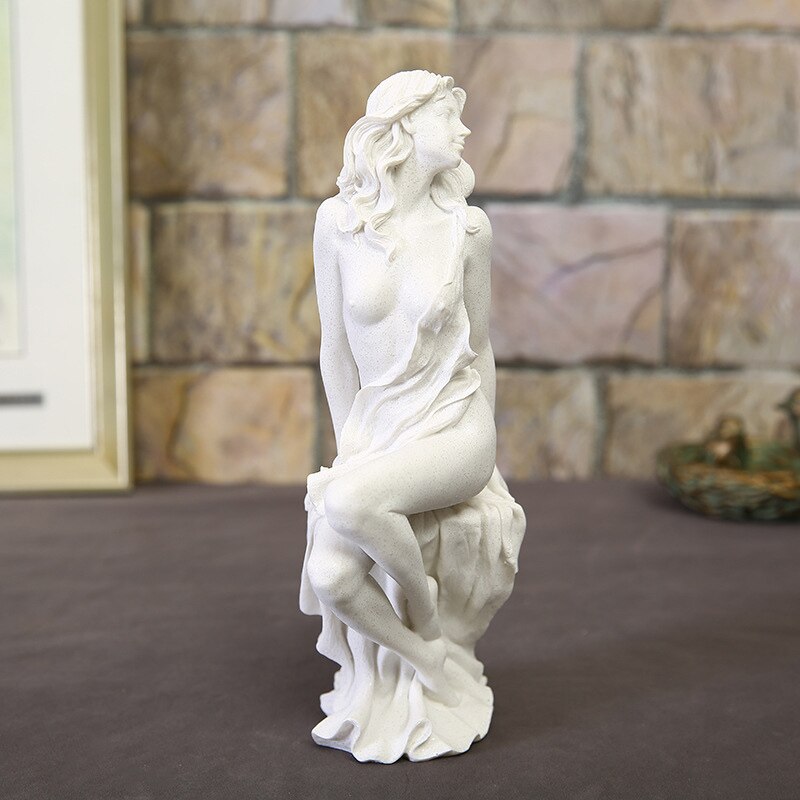 Estatua de piedra arenisca blanca para mujer, accesorios creativos de decoración del hogar europeo, escultura artesanal, , , 1 ud.