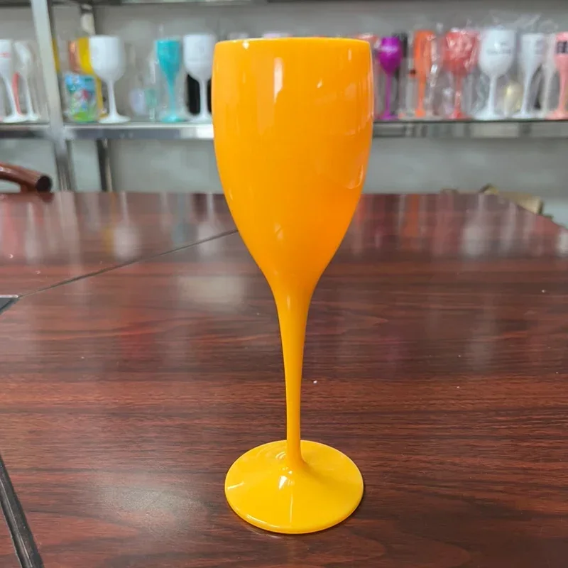 1 PC Moet Champagne Flutes Glasses PP Plastic Wine Glasses Dishwasher-safe White Acrylic Champagne Glass Transparent Wine Glass: Yellow