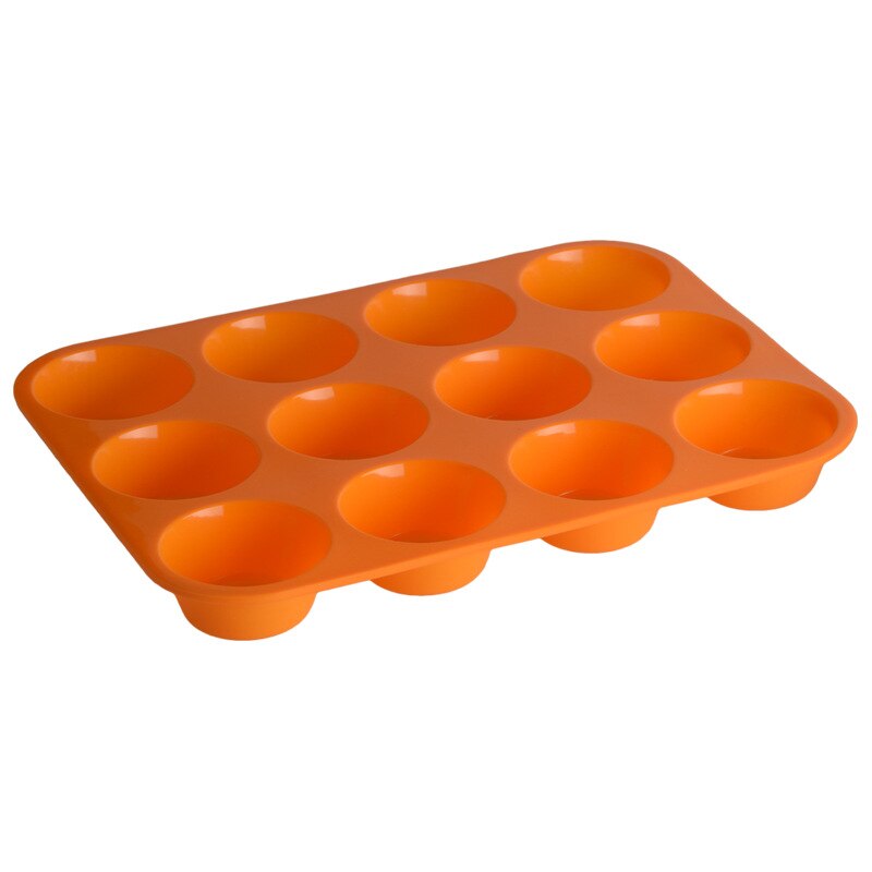 Verdikte 12-Holes Ronde Siliconen Cakevorm Siliconen Bakplaat Muffin Cakevorm Jelly Puddingvorm Ei Taartvorm: ORANGE