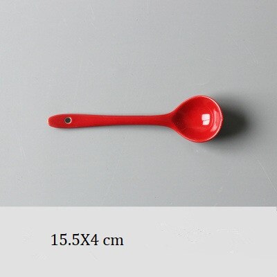 2 PC Colorful Ceramic Spoons Japanese And Korean Colorful Small Spoon Restaurant Spoon White Soup Spoon: C