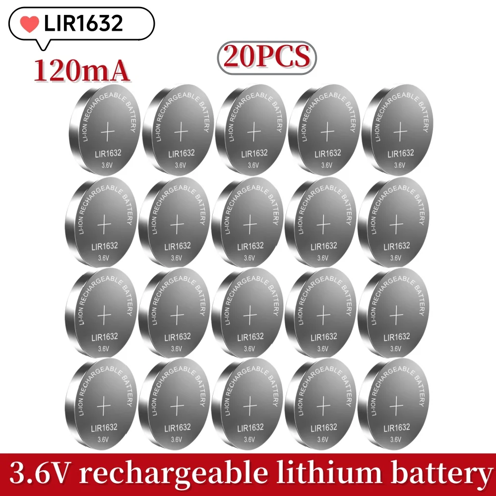 20PCS LIR2032 LIR2016 LIR2025 3.6V Rechargeable Lithium Battery LIR2430 LIR2450 LIR1632 Replaces CR2032 2430 2450: Blue
