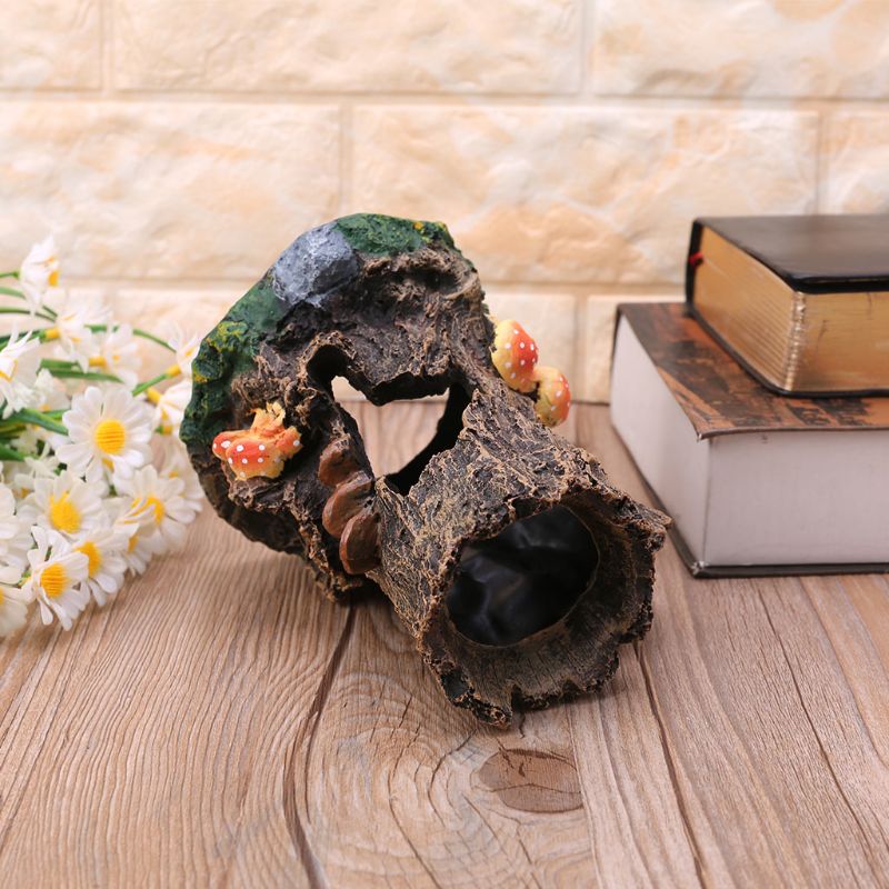 Reptile Vivarium Hiding Case Snake Gecko Dragon Half Log Hide Rock Tree Hole
