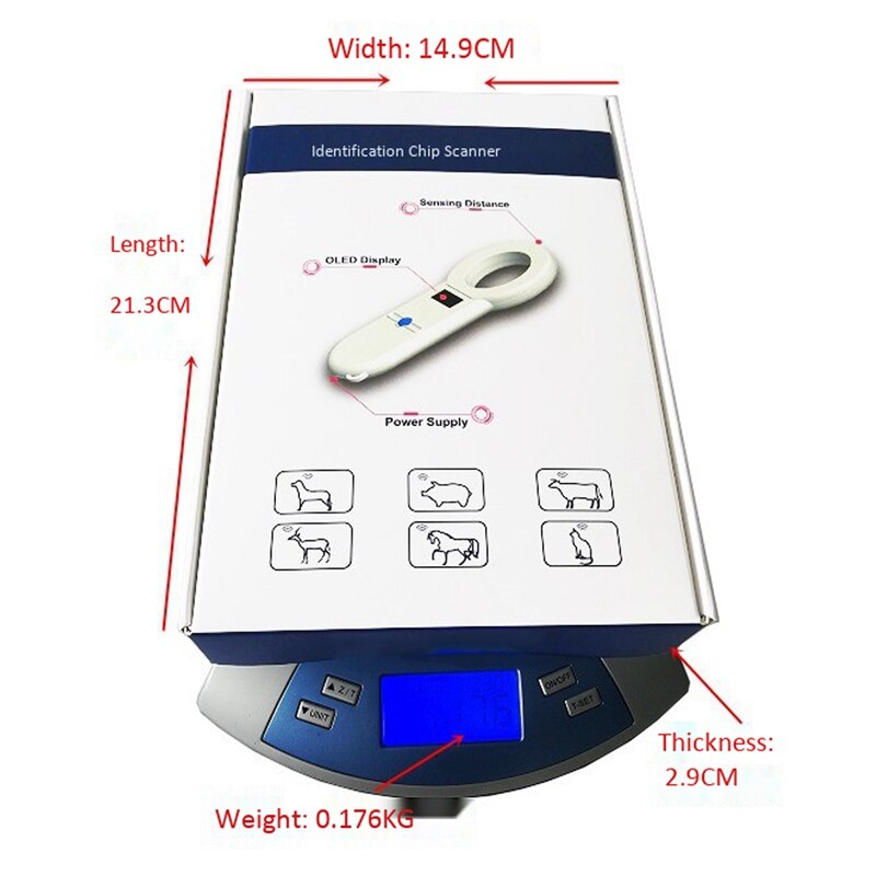 Sensitive Digital Pet Scanner Animal Pet ID Reader Chip Transponder USB Handheld Microchip Scanner for Dog Cat Horse Retail