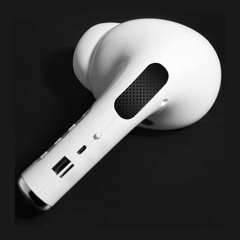Modelo de auricular gigante, altavoz inalámbrico con Bluetooth, auriculares con forma de reproductor de música estéreo, altavoz , barra de sonido de reproducción de Radio: Blanco