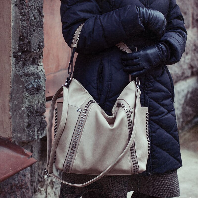 REALER frauen schulter umhängetaschen weibliche casual totes damen handtaschen große kapazität Niet Messenger top-griff taschen