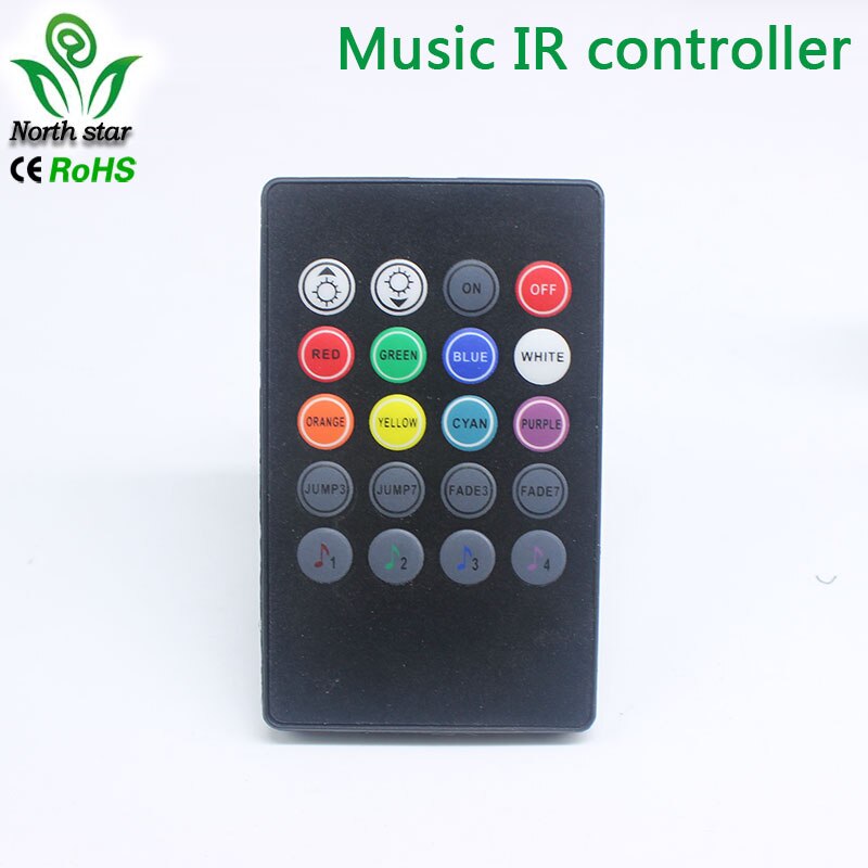Controlador de música IR con 20 teclas, Sensor de sonido negro, mando a distancia para tira LED RGB de