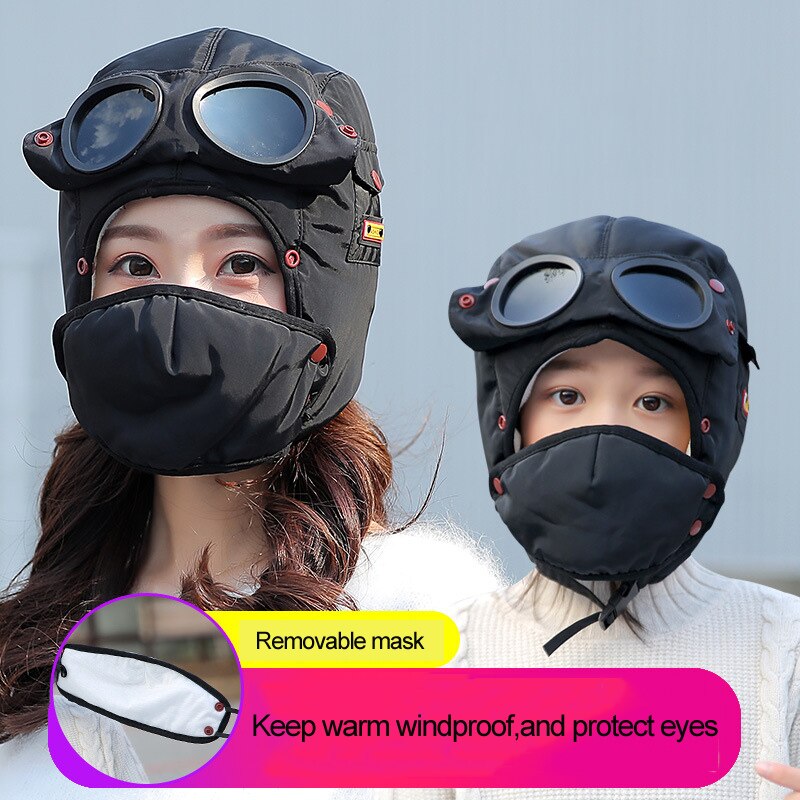 Warm Winter Wind Stopper Face Hats Outdoor Ski Masks Bike Cyling Beanies waterproof hood hat with glasses cool balaclava