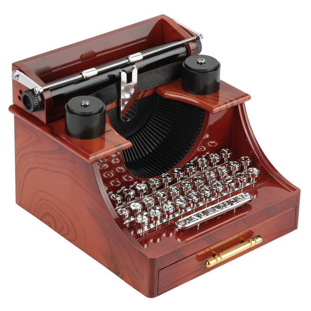 Mini vintage stil retro skrivemaskine urværk musikboks borddekoration dekorationer