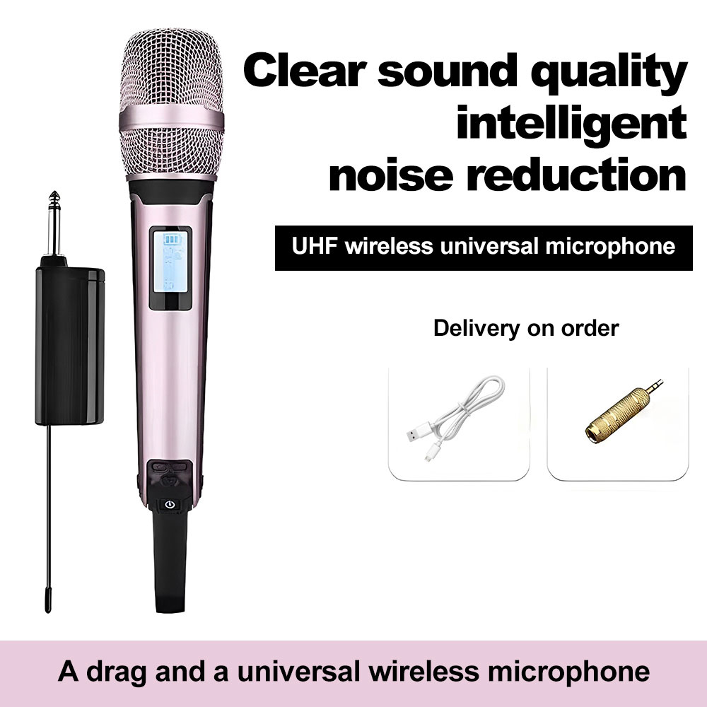 SKM9000 Wireless Microphone Universal One Drag Two Handheld Microphone Home Sound Card Stereo Outdoor Karaoke Stage: Pink
