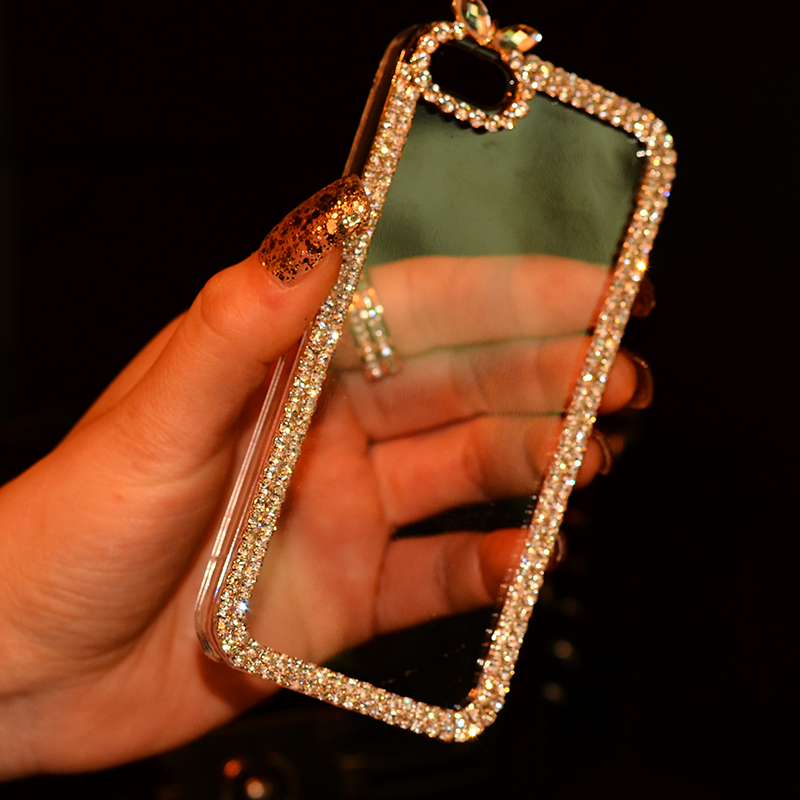 Luksus rhinestone diamant bling klo kæde smykker krystal telefon tilfælde dække til iphone 4 4s 5 5s 5se 6 6s 7 plus sag 3d kanin