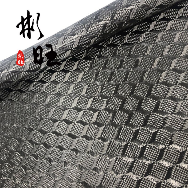 3K 240G Cubed jacquard carbon fiber cloth, 3k Pure black carbon fiber cloth，High strength, high toughness