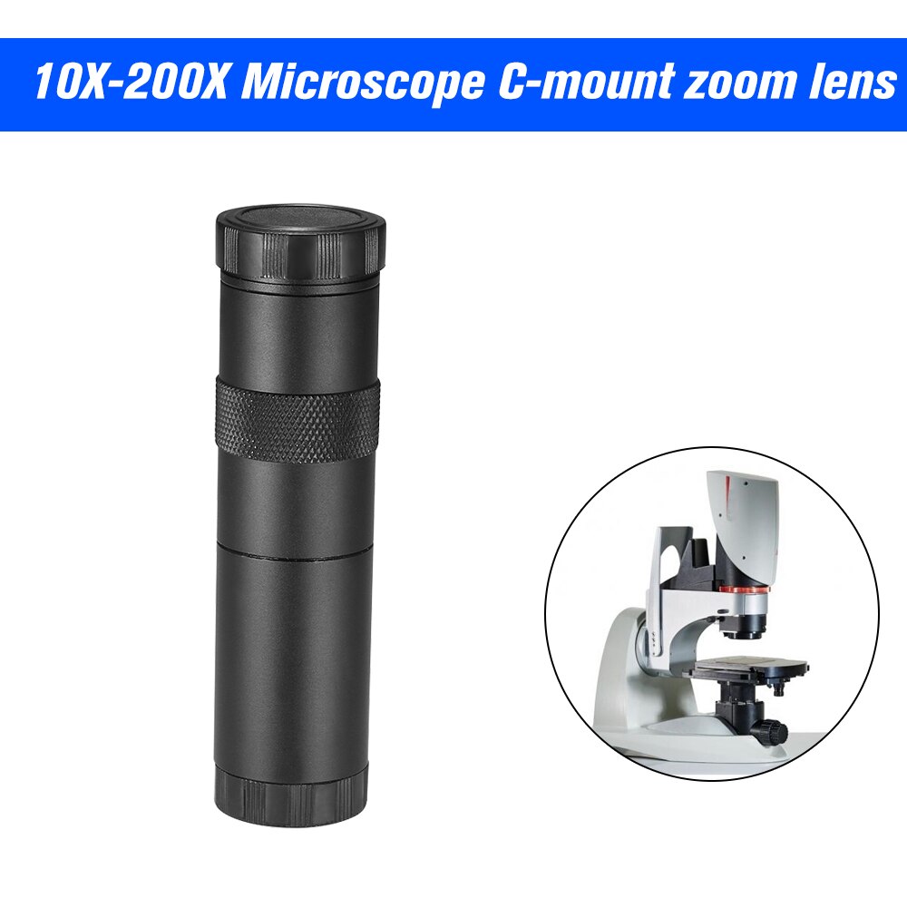 CCD Industry Microscope Camera C-mount Lens 10X-200X Camera Adjustable Zoom Eyepiece Magnifier Industrial Lens for LAB PCB