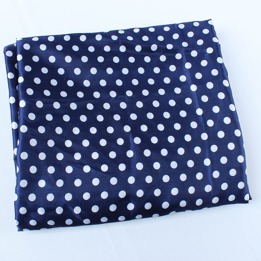 10mm polka dot printed Satin fabric Dress Linings Making 150cm wide by meter: Blue (background)