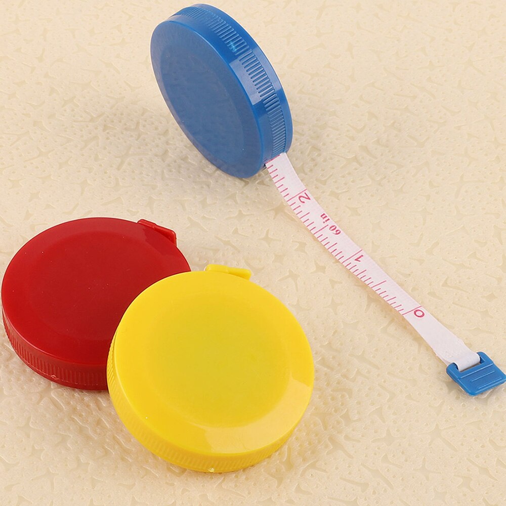 1pc Plastic Round Tape Measure Portable Travel Home 1.5m Mini Tape Measure Ruler Sewing Tools Inch/Centimeter Random Color