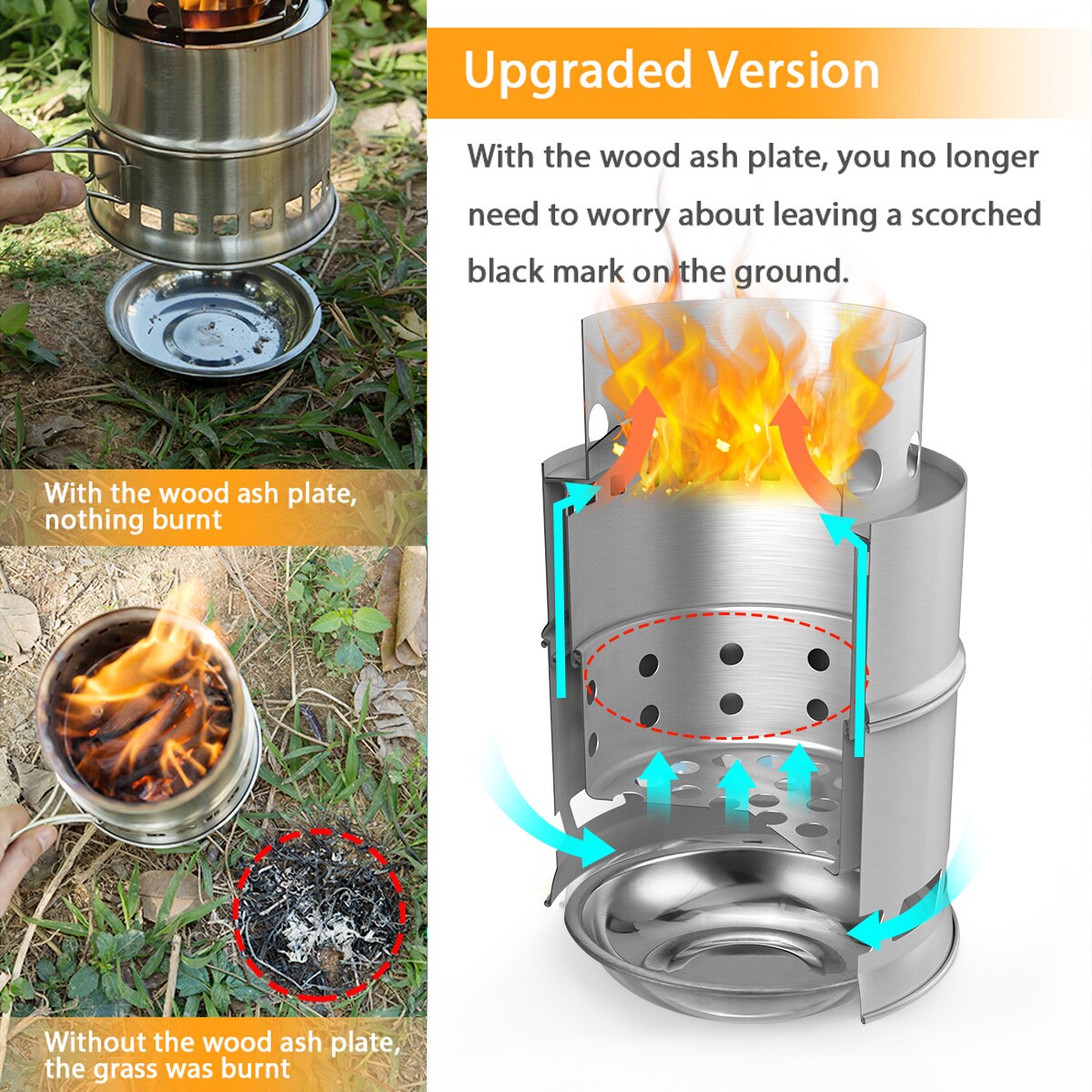 Réchaud d&#39;extérieur démontable pour camping, poêle à bois pour pique-nique, barbecue, randonnée