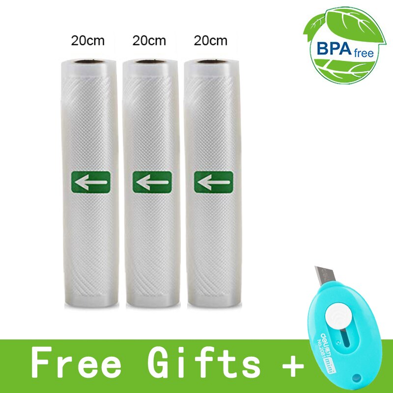 3 Rolls Food Vacuum Sealer Bags 12 15 20 25 28 x 500cm For Food Saver Rolls Home Sealing Vacuum Packer Bags: 20cm3pcs