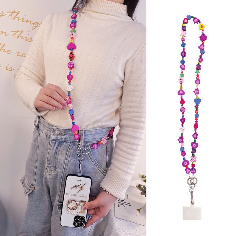 Mobile Phone Lanyard Hand-beaded Pendant Mobile Phone Case Universal Belt Clip Anti-lost Rope Long Crossbody Lanyard Can Carry