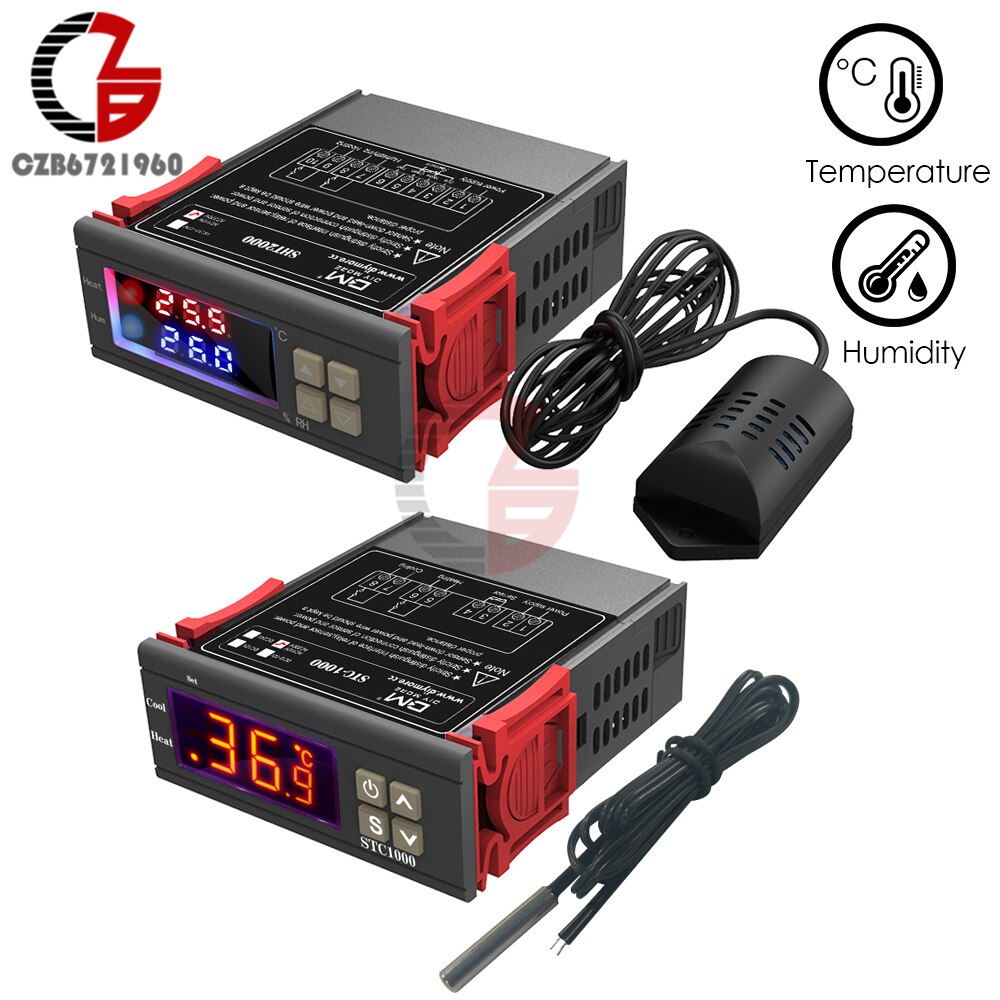 12V 110V 220V Digital Temperature Humidity Controller Aquarium Incubator Birds Thermostat Humidistat Thermometer Hygrometer