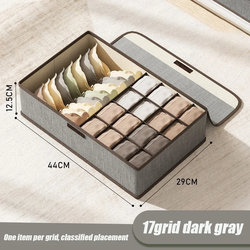 Caja organizadora de almacenamiento de ropa interior, compartimentos de almacenamiento de tela, organizador de guardarropa, caja de almacenamiento tipo cajonera plegable para el hogar: Verde claro