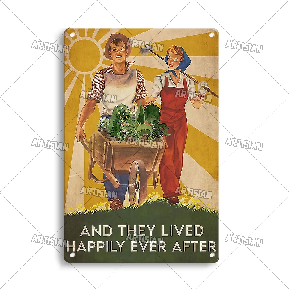 Artisian Tuin Metalen Poster Plant Tin Teken Meisje Decoratieve Plaque Wall Decor Garage Bar Pub Club Hotel Keuken Thuis Man cave: Black