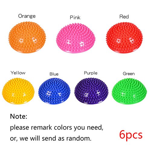 Children Hemisphere Stepping Stones Spiky Massage Balance Ball Yoga Half Ball Sensory Integration Ball Pump Free M077: 6pcs