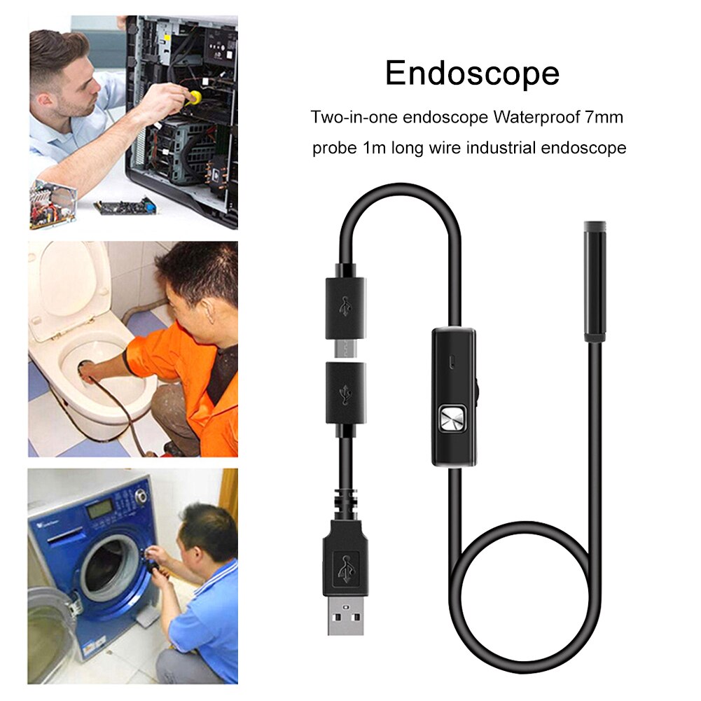 2 In 1 Endoscoop Camera Waterdicht Hd Inspectie Pijp Borescope Voor Auto Reapir Leiding Airconditioning Detectie