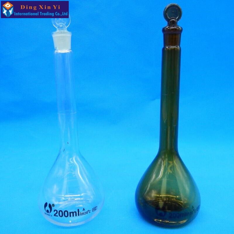 200ml brown volumetric flask Constant volume bottle flint glass brown flask volumetric Laboratory volumetric flask